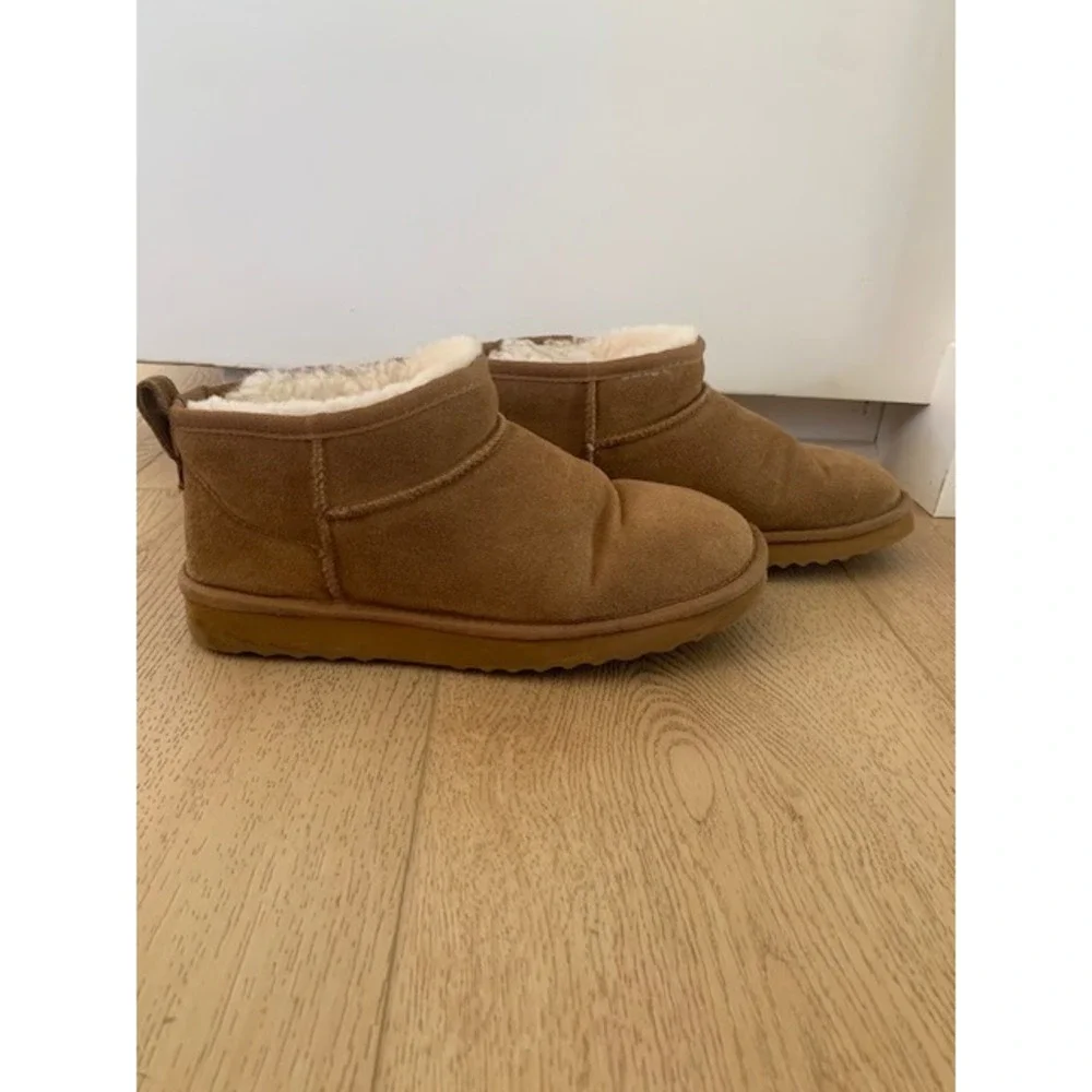 Quince Australian Merino Wool Shearling Ankle Boots Chestnut Brown Womens 8